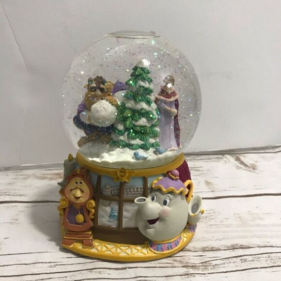 Disney Enesco Beauty And The‎ Beast Snow Globe MINUET NO. 1 Snow Globe Music Box - Picture 1 of 13